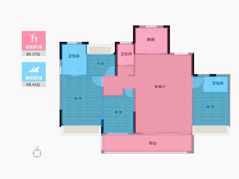 浙江省-金华市-中海九樾-142.00-户型库-动静分区