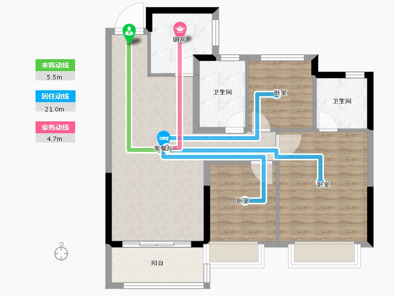 安徽省-滁州市-宁滁恒大文化旅游城-80.25-户型库-动静线