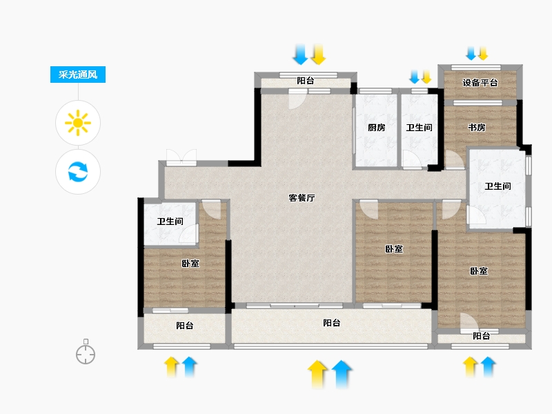 浙江省-湖州市-得力天逸湾-144.54-户型库-采光通风