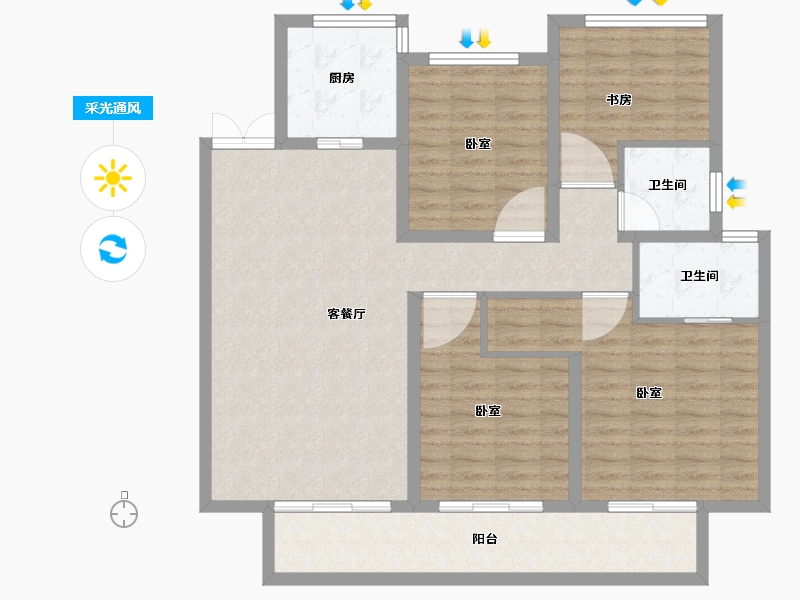 安徽省-宿州市-苏州绿城春江明月-114.00-户型库-采光通风