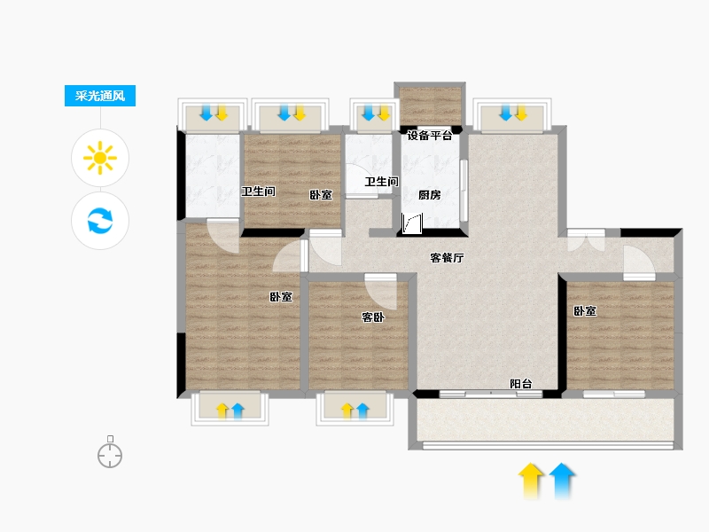 江苏省-南通市-海纳春江-114.00-户型库-采光通风