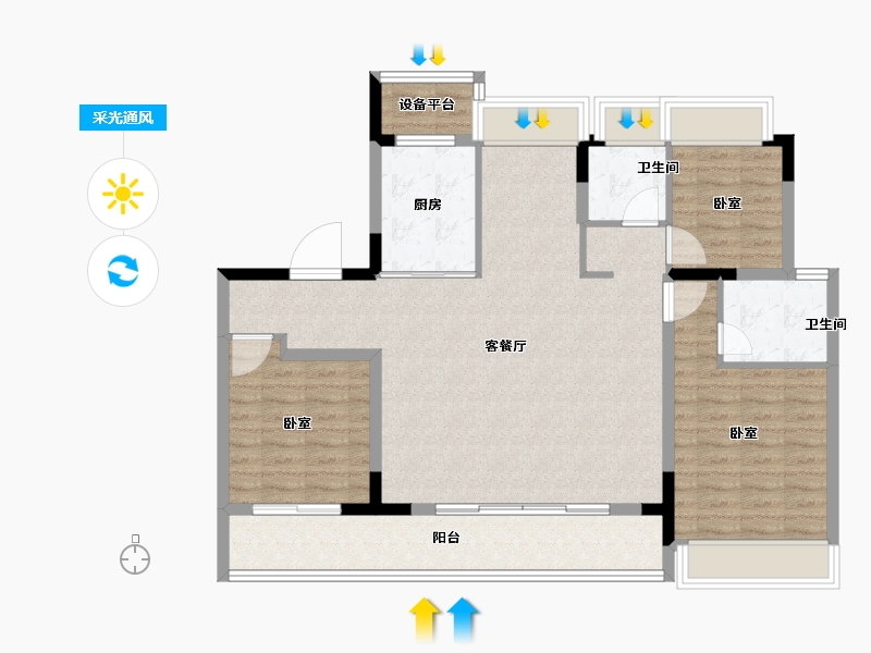 江苏省-苏州市-琥珀半岛-104.00-户型库-采光通风