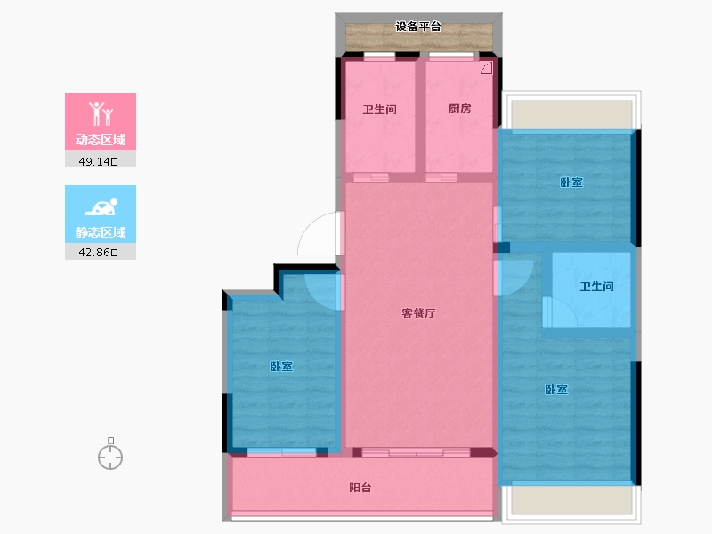 浙江省-绍兴市-勤业未来城-84.00-户型库-动静分区