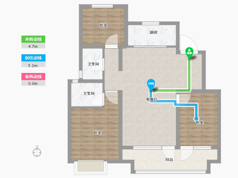 山东省-青岛市-龙山华府-91.00-户型库-动静线