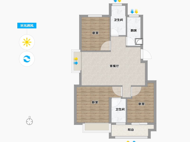 浙江省-金华市-金华新鸿广场-84.01-户型库-采光通风