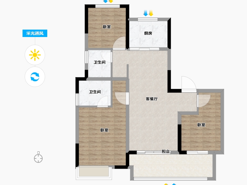 安徽省-阜阳市-融信乐澜雍锦半岛-96.01-户型库-采光通风