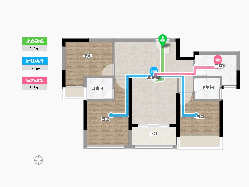 浙江省-金华市-中海九樾-78.00-户型库-动静线