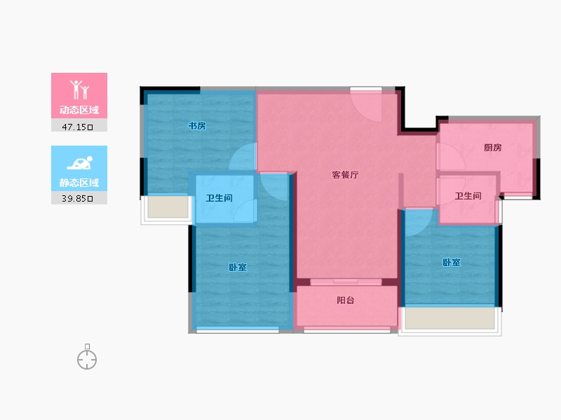 浙江省-金华市-中海九樾-78.00-户型库-动静分区