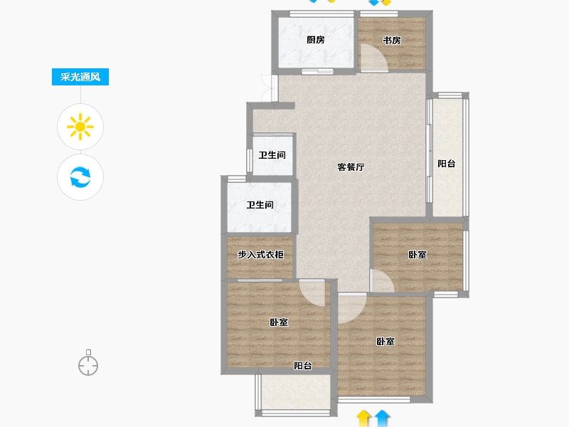 安徽省-宿州市-苏州绿城春江明月-106.00-户型库-采光通风