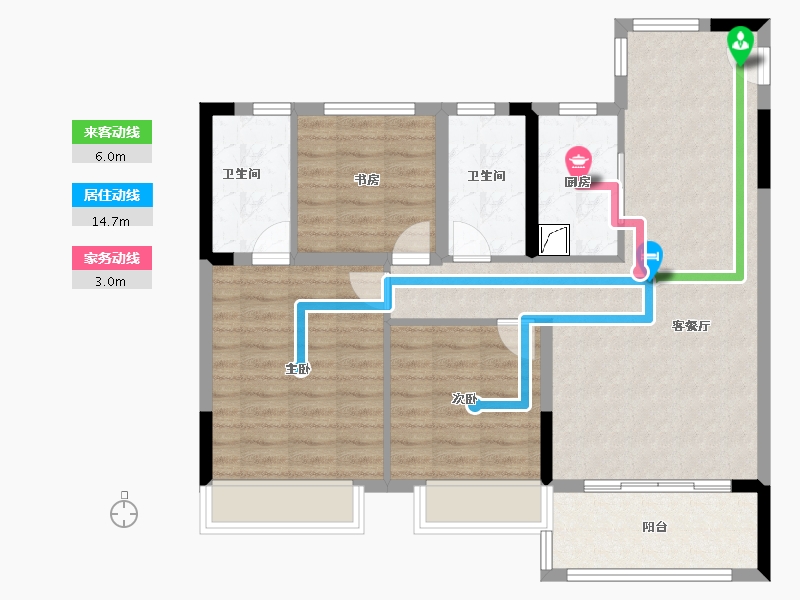 浙江省-湖州市-碧桂园禧悦-88.00-户型库-动静线