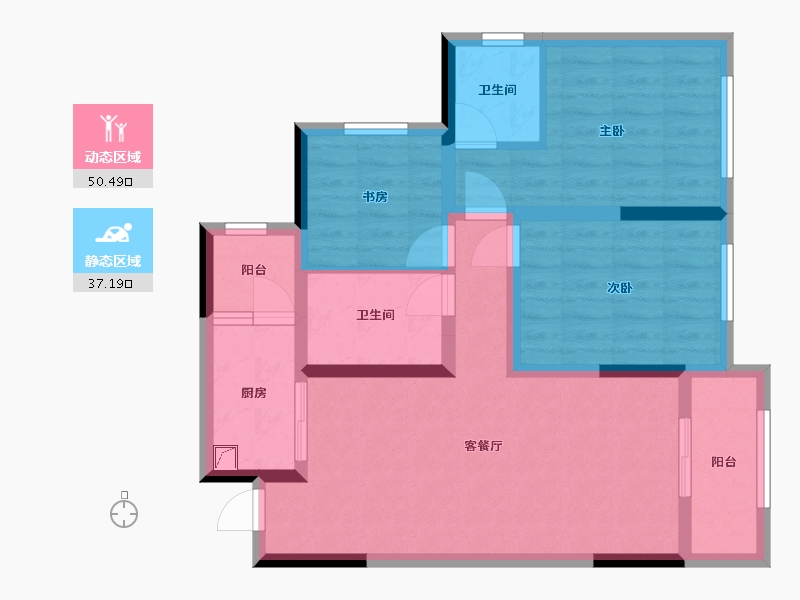 重庆-重庆市-师大桐栖学府-76.83-户型库-动静分区