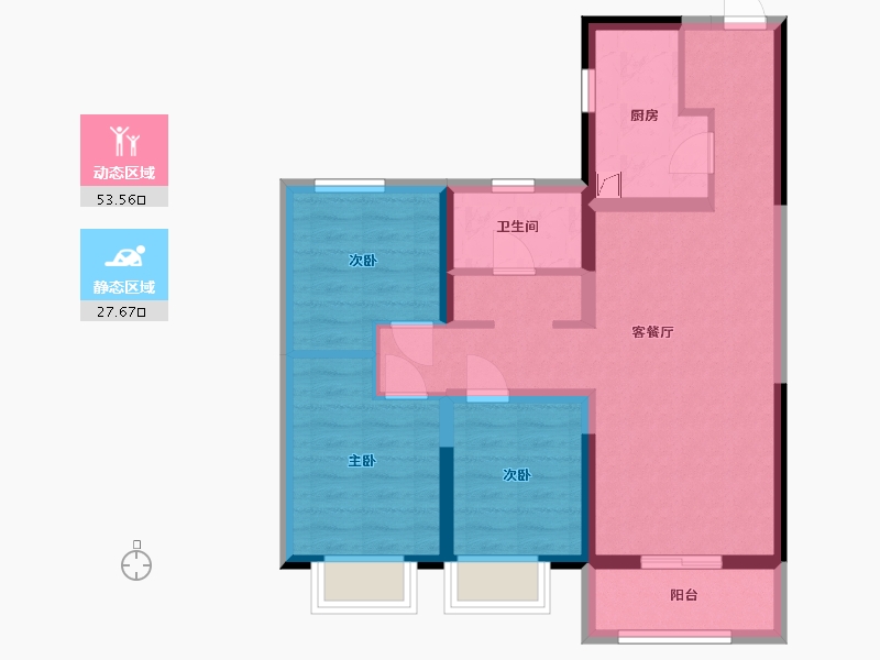 内蒙古自治区-呼和浩特市-富力天禧城-71.05-户型库-动静分区