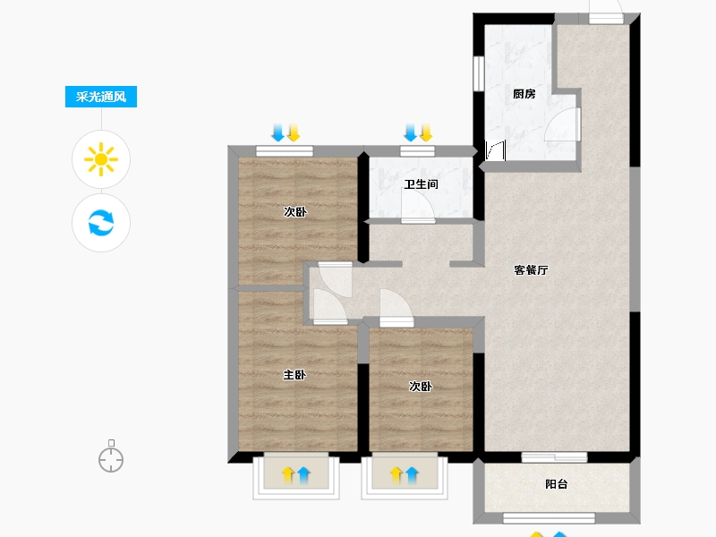 内蒙古自治区-呼和浩特市-富力天禧城-71.05-户型库-采光通风