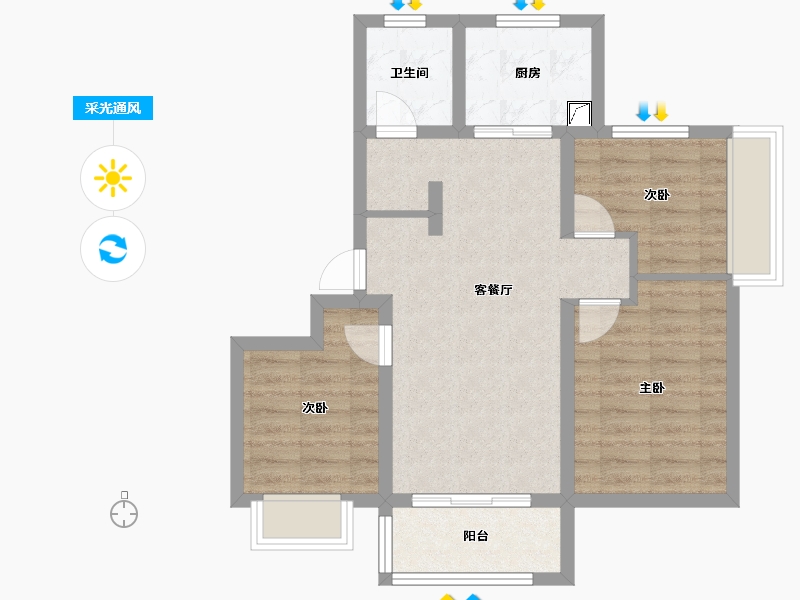 山东省-济南市-海信翰墨府-65.52-户型库-采光通风