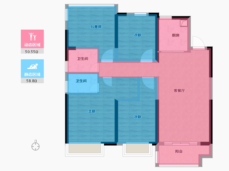 安徽省-合肥市-高速中央公园-97.52-户型库-动静分区