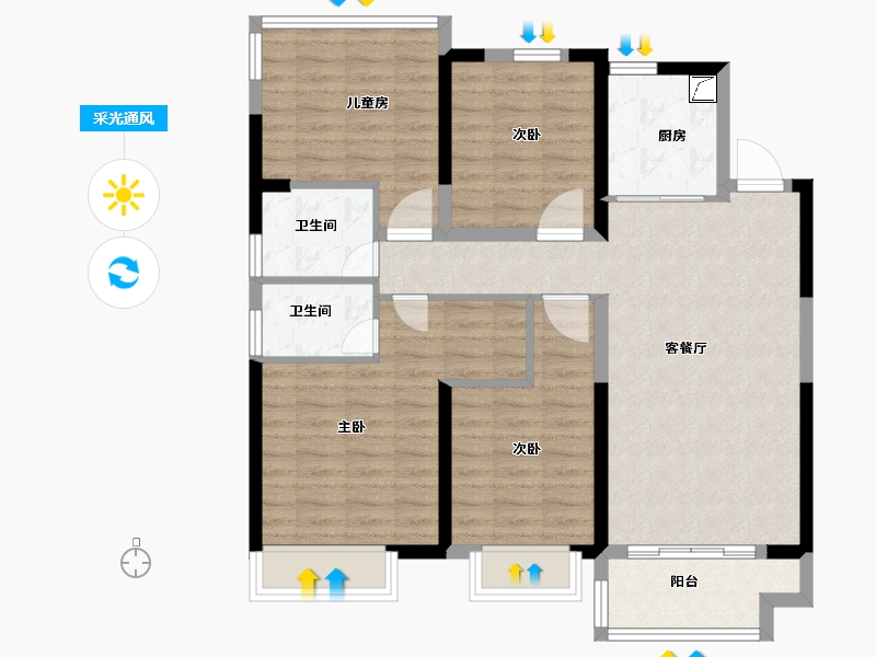 安徽省-合肥市-高速中央公园-97.52-户型库-采光通风