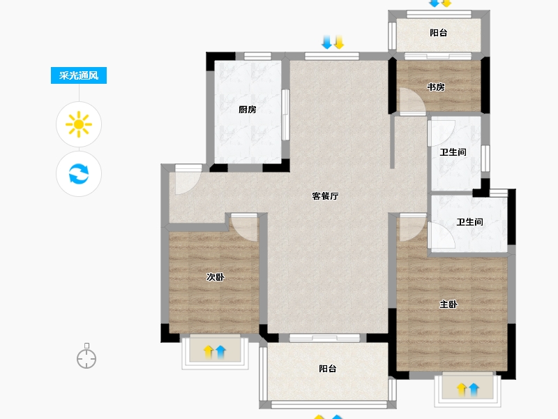 江西省-南昌市-中海湖心半岛-88.00-户型库-采光通风