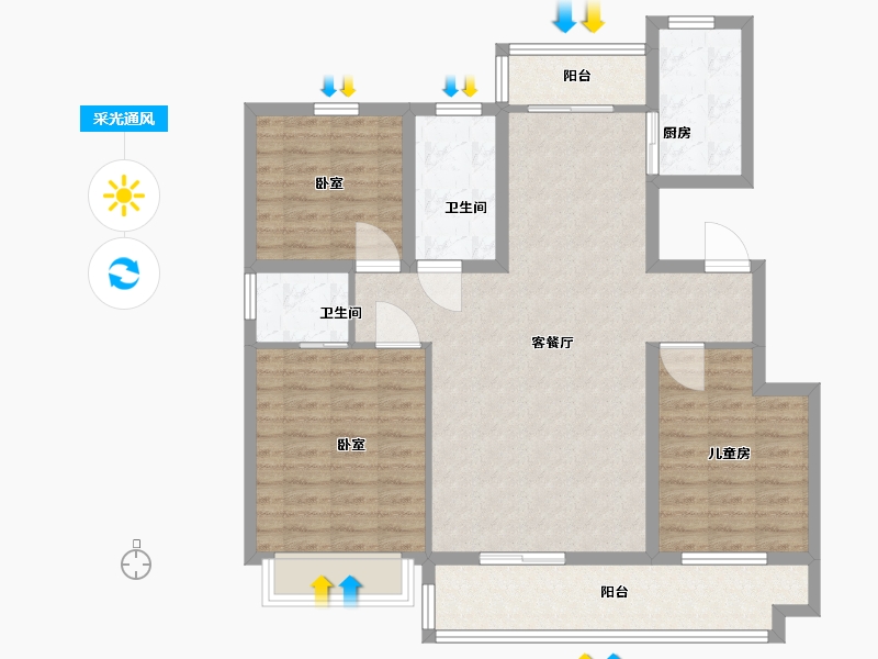 河南省-驻马店市-名门颐和府-100.41-户型库-采光通风