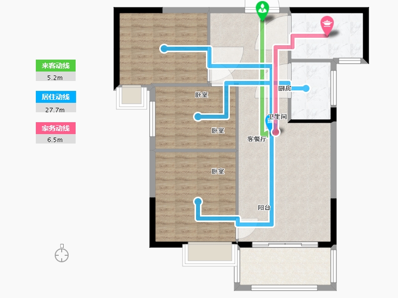 河南省-信阳市-光州·如园-91.48-户型库-动静线