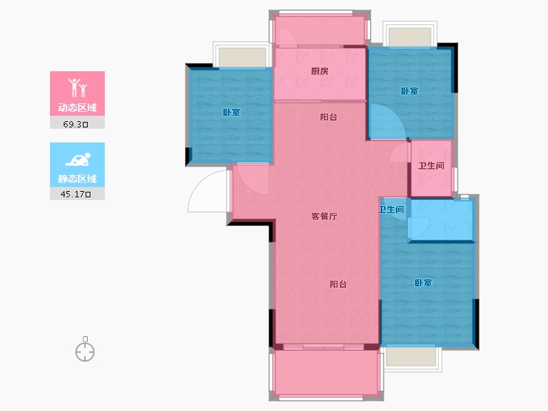 河南省-信阳市-光州·如园-105.47-户型库-动静分区