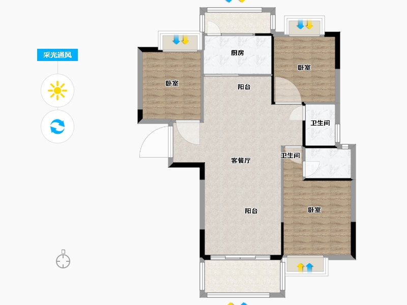 河南省-信阳市-光州·如园-105.47-户型库-采光通风