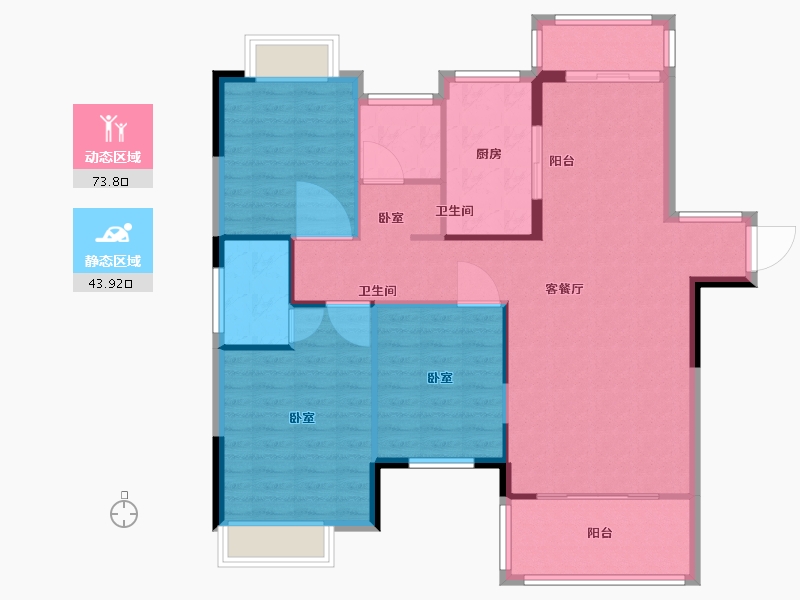 河南省-信阳市-光州·如园-107.80-户型库-动静分区