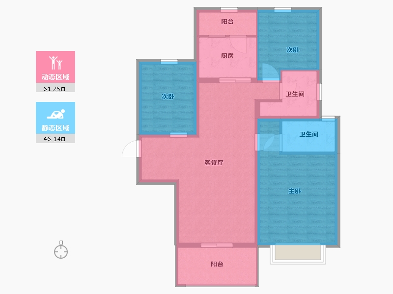 河北省-承德市-碧桂园朗悦湾-96.50-户型库-动静分区