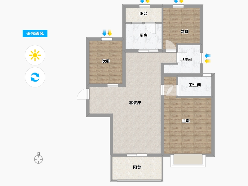 河北省-承德市-碧桂园朗悦湾-96.50-户型库-采光通风