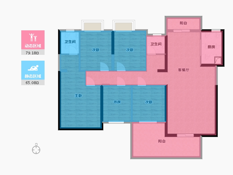 湖南省-长沙市-大汉月亮河畔-128.88-户型库-动静分区