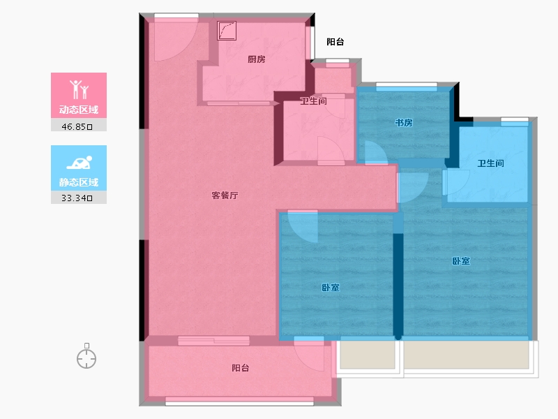 浙江省-温州市-金澜云邸-70.99-户型库-动静分区