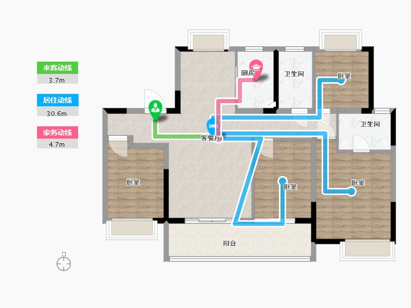 江苏省-南通市-滨江玺·滨江道-113.95-户型库-动静线