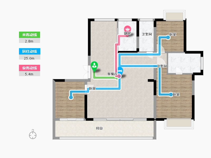 江苏省-南通市-滨江玺·滨江道-126.00-户型库-动静线