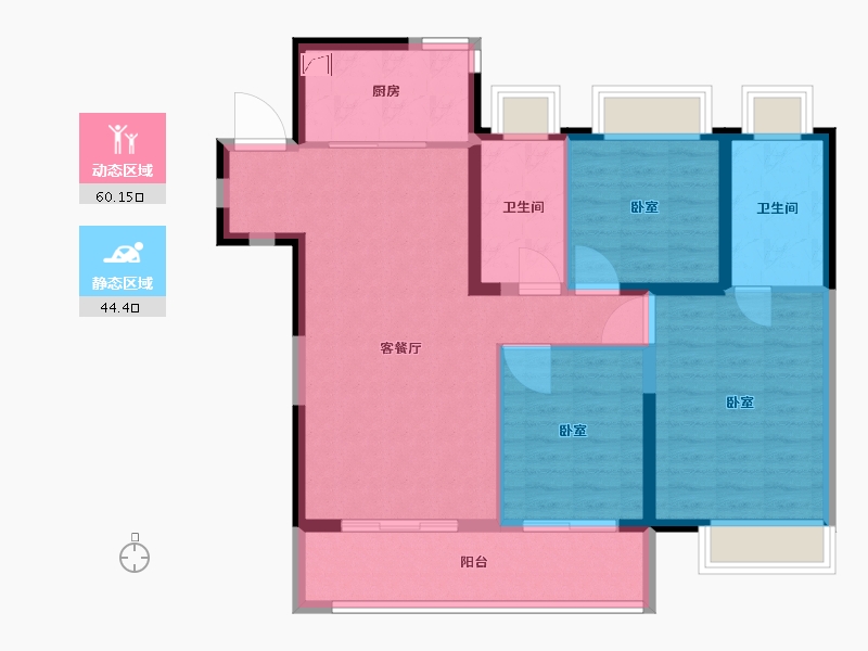 江苏省-南通市-滨江玺·滨江道-94.00-户型库-动静分区