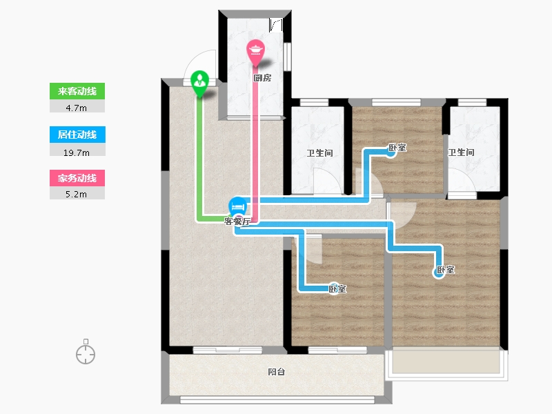 浙江省-温州市-金澜云邸-87.25-户型库-动静线