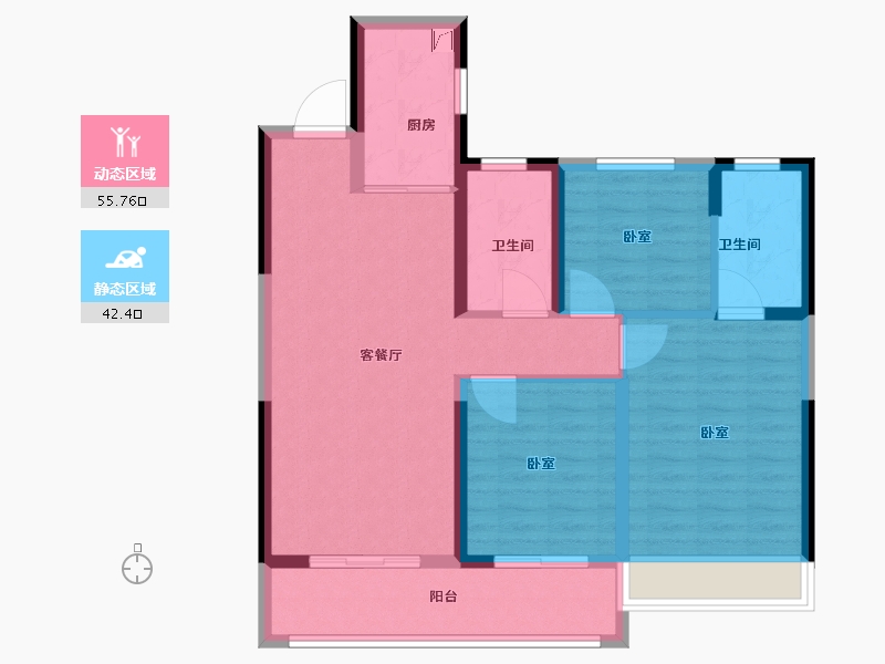 浙江省-温州市-金澜云邸-87.25-户型库-动静分区