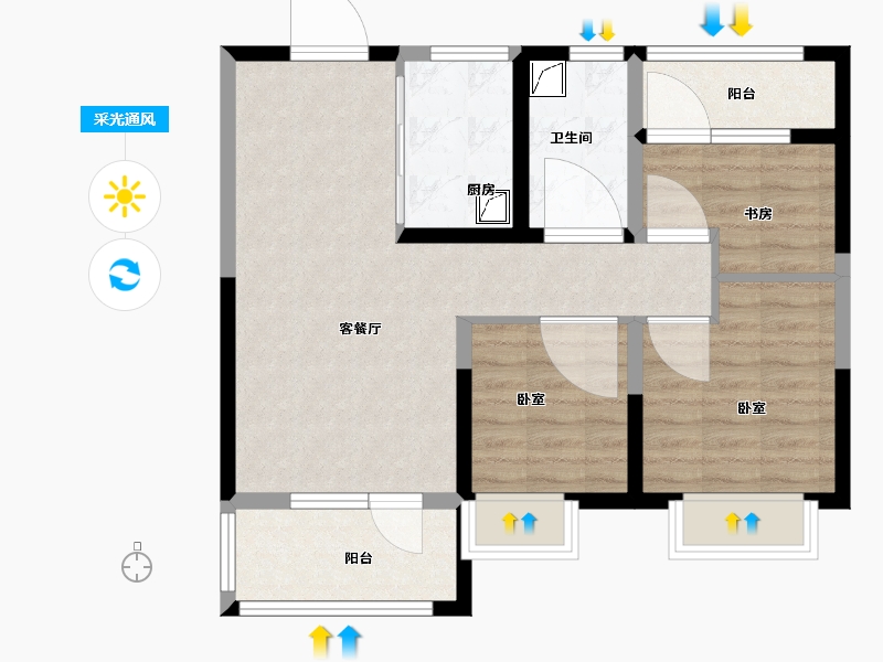 山东省-青岛市-中国铁建中心-71.00-户型库-采光通风