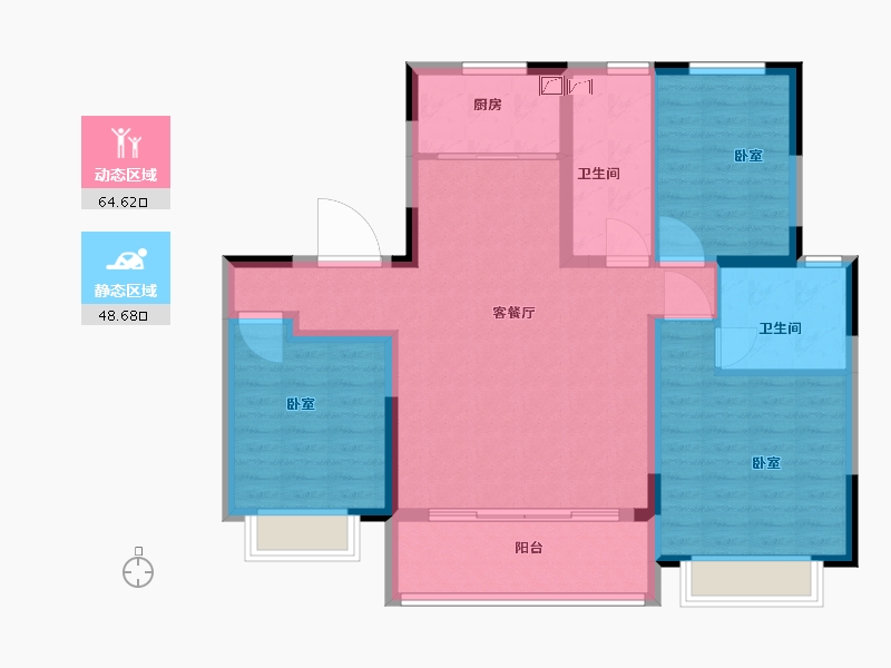 江苏省-南通市-滨江玺·滨江道-101.95-户型库-动静分区