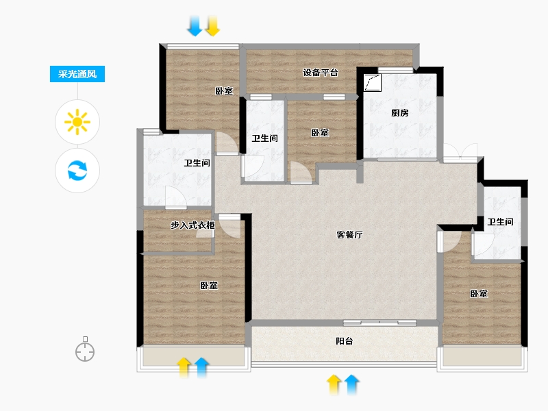 浙江省-温州市-江山云起-144.00-户型库-采光通风