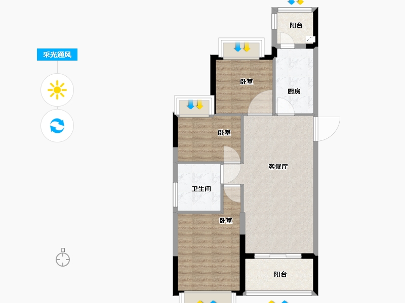 江西省-景德镇市-恒大珑庭-74.00-户型库-采光通风