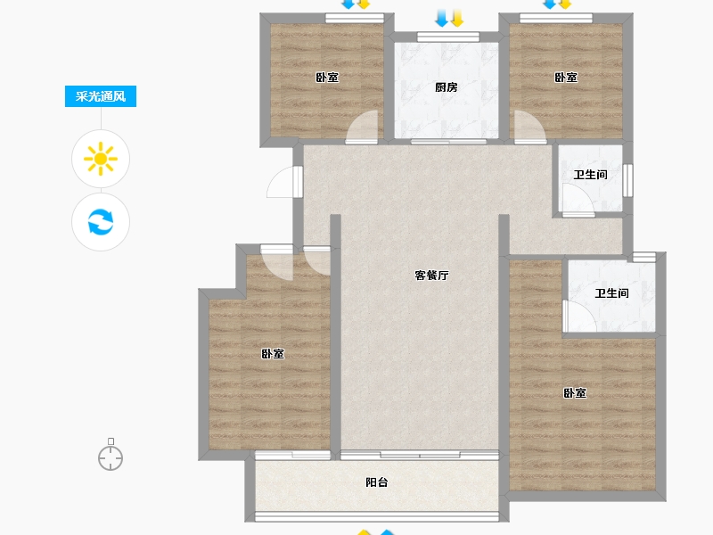 山东省-枣庄市-云溪九里-102.24-户型库-采光通风