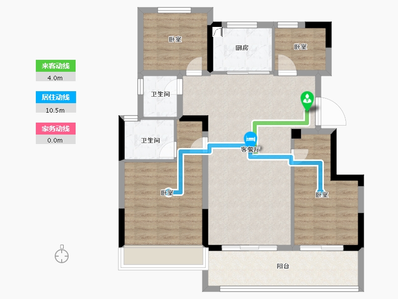 浙江省-宁波市-蓝城杨柳映月-88.00-户型库-动静线