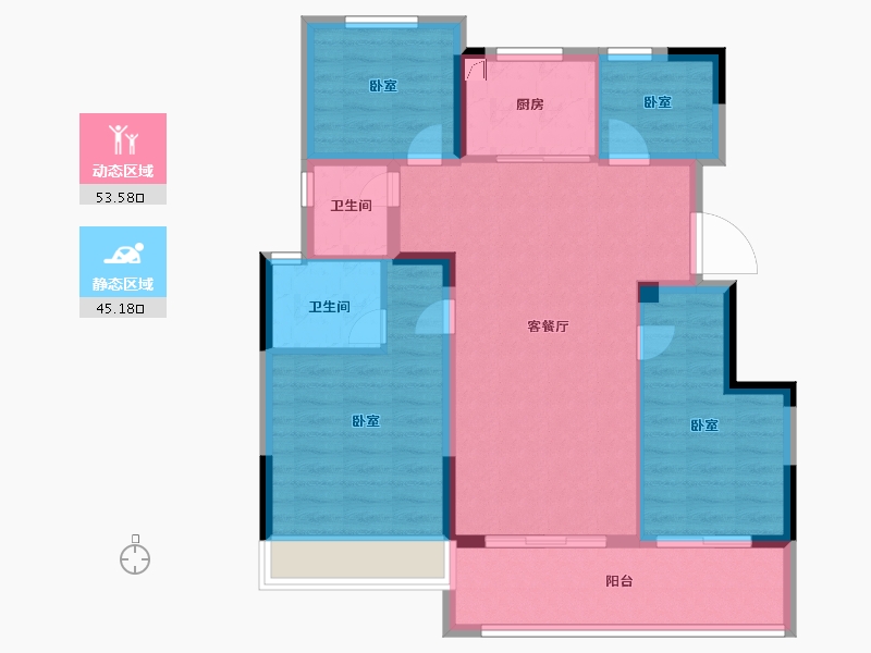 浙江省-宁波市-蓝城杨柳映月-88.00-户型库-动静分区