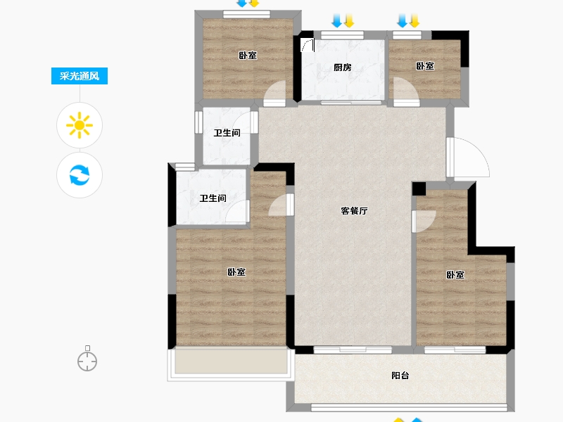 浙江省-宁波市-蓝城杨柳映月-88.00-户型库-采光通风