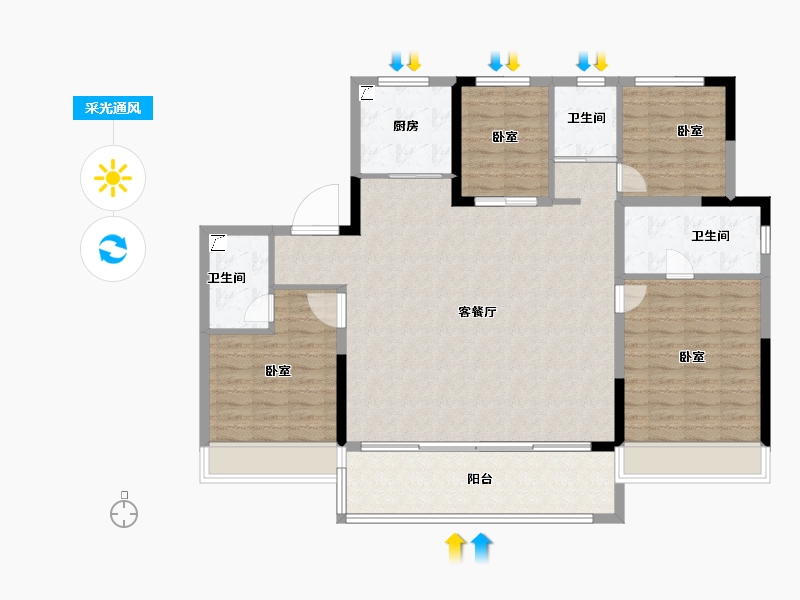 浙江省-温州市-碧桂园沁悦里-128.00-户型库-采光通风