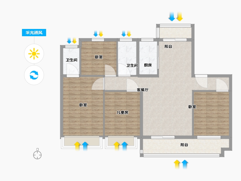 河南省-驻马店市-名门颐和府-109.01-户型库-采光通风