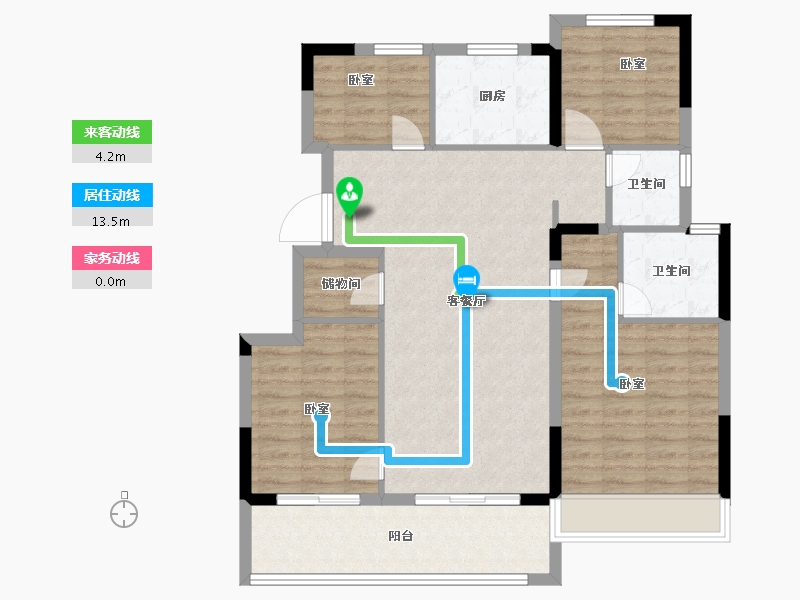 浙江省-宁波市-蓝城杨柳映月-98.00-户型库-动静线