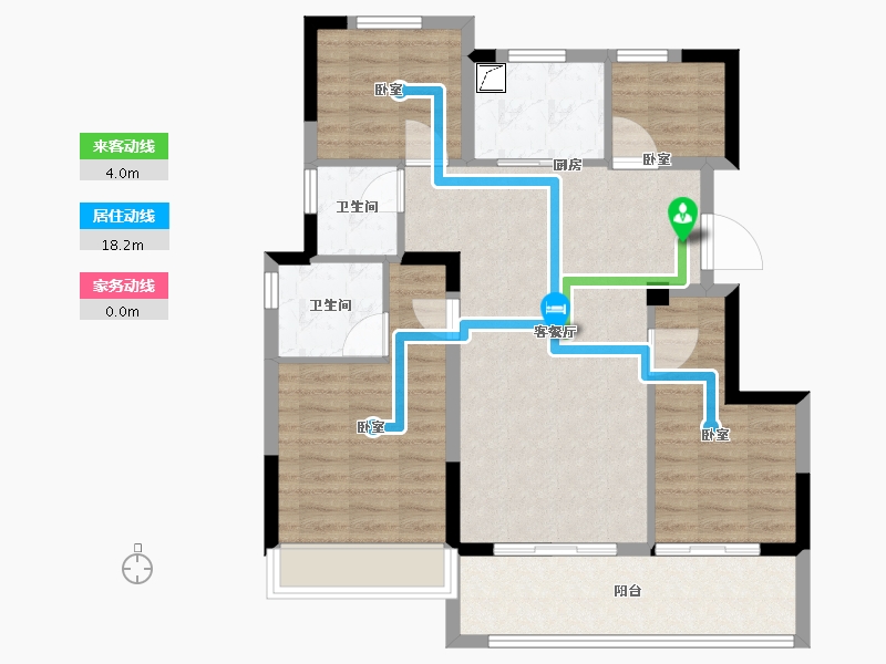 浙江省-宁波市-蓝城杨柳映月-88.00-户型库-动静线