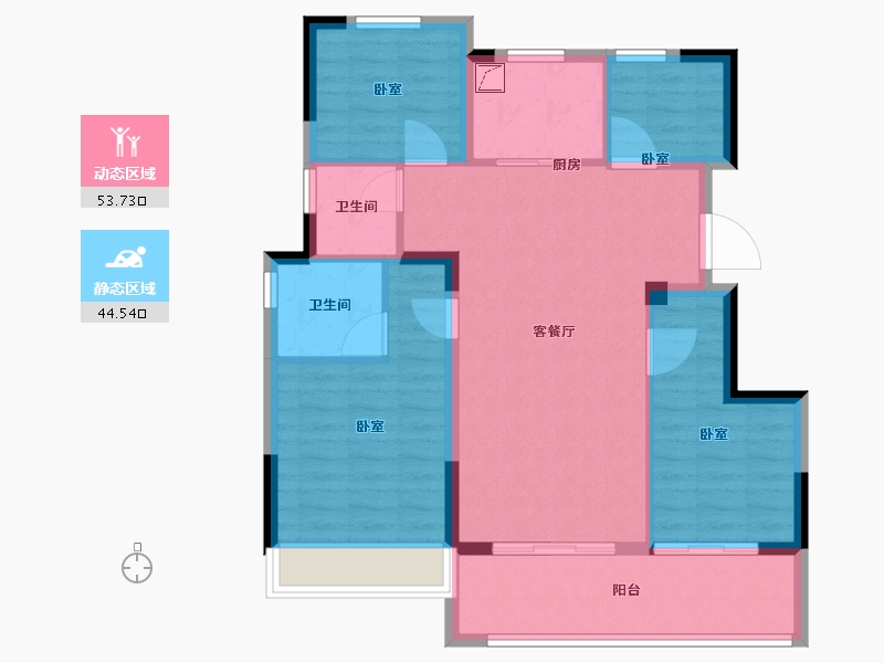 浙江省-宁波市-蓝城杨柳映月-88.00-户型库-动静分区