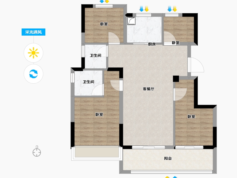 浙江省-宁波市-蓝城杨柳映月-88.00-户型库-采光通风