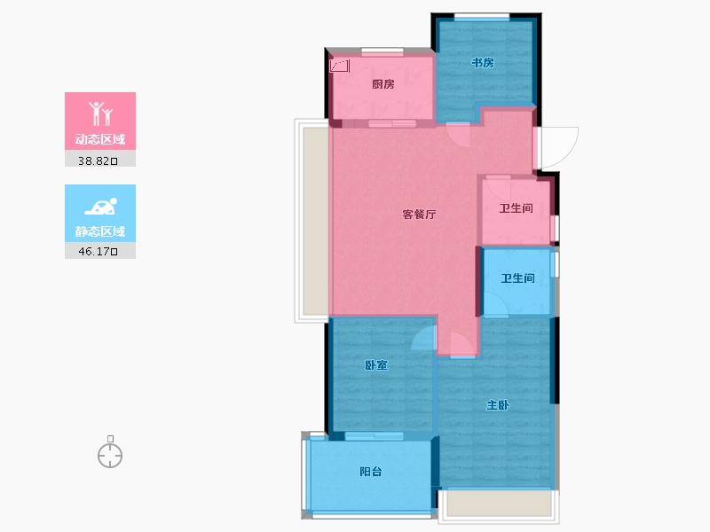 浙江省-杭州市-溪上俪庭-76.00-户型库-动静分区